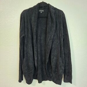 Barefoot Dreams XL CozyChic Cardigan Black Open Circle Cardi Pockets Cozy Lounge